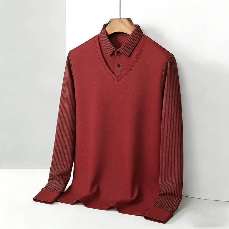 Men's Fake Two-Piece Striped Long Sleeve Top — MIG & MIK STYLE™
