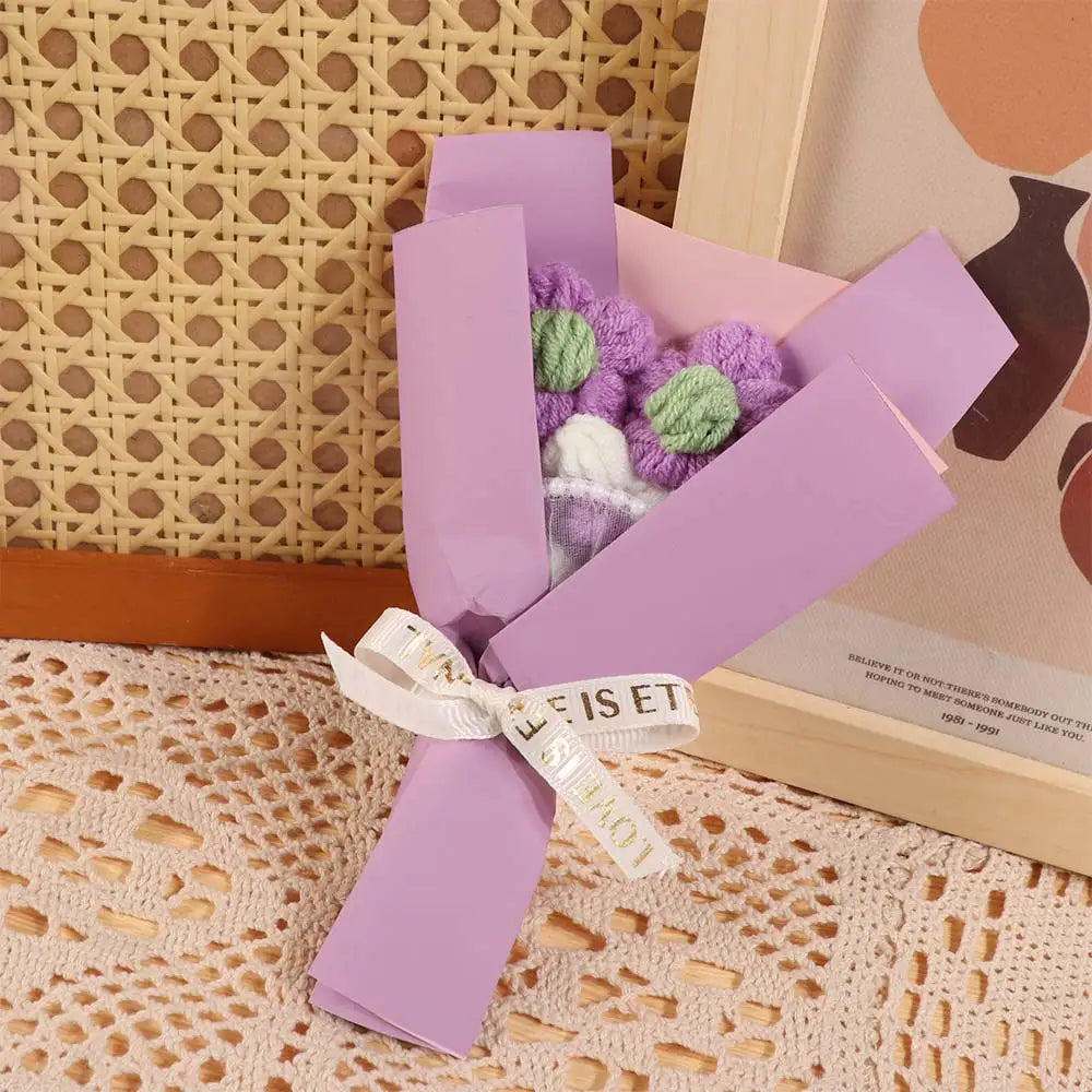 Fake Flowers Crochet Flowers Knitted Flower Hand Woven Artifiical Folwer Bouquet Sweet Funny Artificial Flower Potted Plant