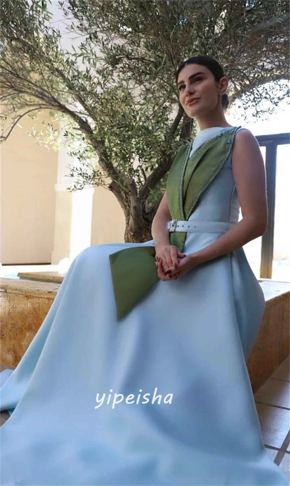 Customized Jiayigong  Classic Modern Style Formal Evening O-Neck A-line Beading Drapeds Bespoke Occasion Dresses