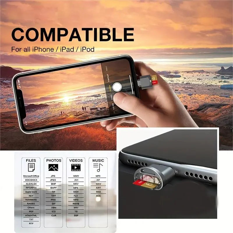 2pcs MINI SD TF Card Apple Card Reader Suitable For iPhone iPadConnectionExternal Expansion Memory Card OTG Storage Card Adapter
