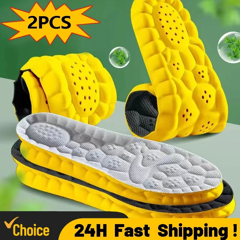 4D Cloud Technology PU Sole Sports Insoles For Shoes Soft Breathable Shock Absorption Cushion Running Orthopedic Care Insoles