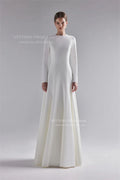 SSYTENS Elegant Long A Line Wedding Dresses Women O Neck Satin Full Sleeves Bridal Gowns Vestidos De Novia Boda 2026 Customized