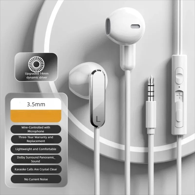 USB Type C Headphones HiFi Bass Stereo Volume Control Wired Earphones 3.5mm Gaming Headsets For iPhone 17 Samsung Galaxy XiaoMi