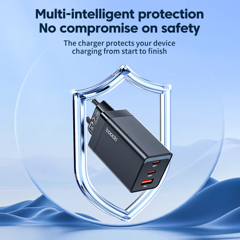 Toocki 67W GaN USB C Charger Quick Charge QC4.0 PD 3.0 Type C Charger For iPhone 14 13 12 Pro ipad Xiaomi Samsung Huawei Tablets