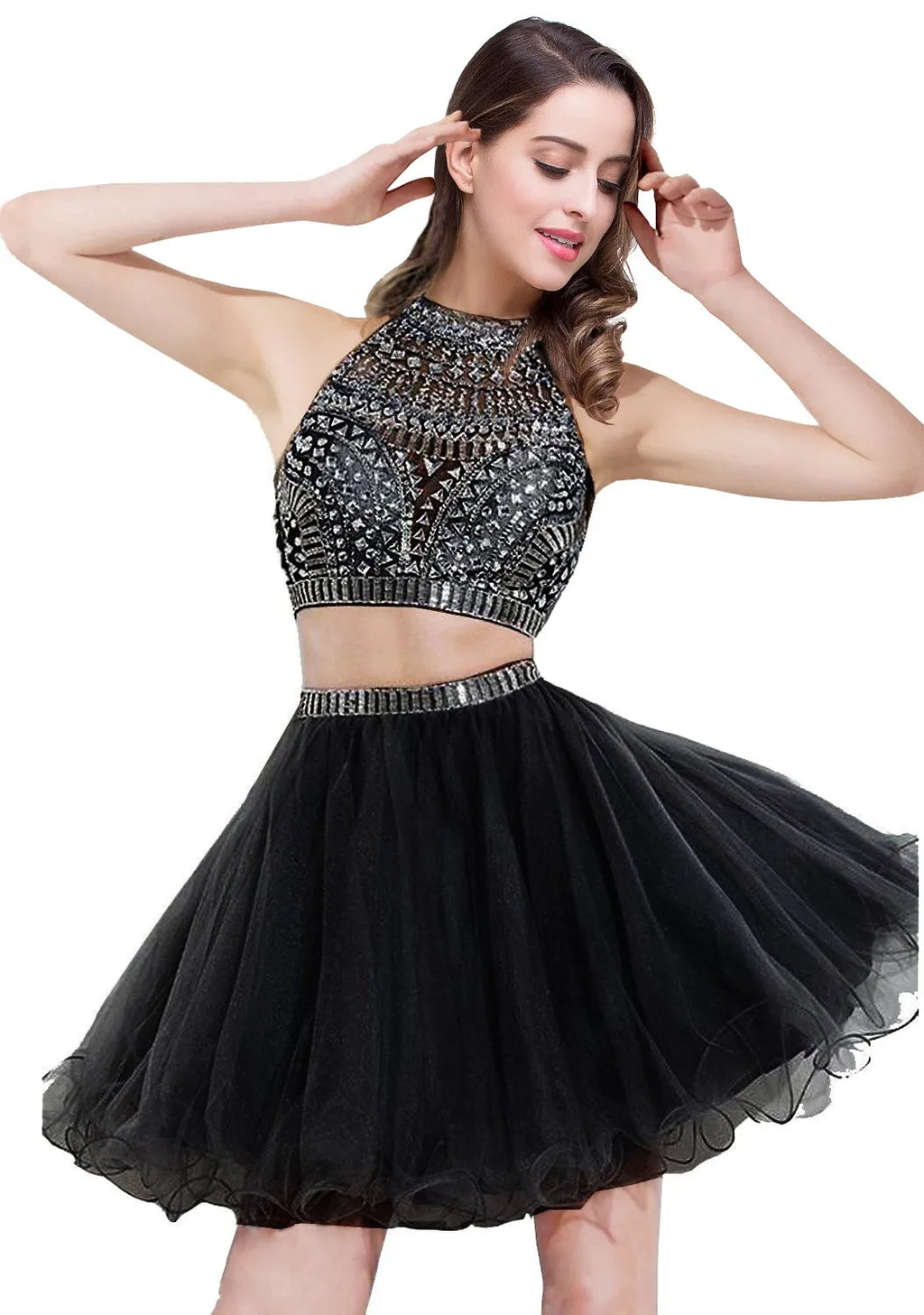 Royal Blue Cocktail Dresses Crystal Beaded Short Graduation Robe De Soiree Mini Two Pieces Girl Party Wear Homecoming Dresses