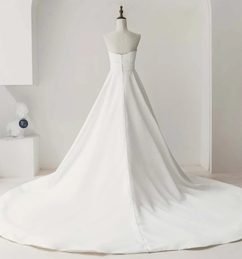 International Elegant Wedding Gown For Bride 2025 Customized A-line Strapless Wedding Dress Lace Vestido De Novia QD06236