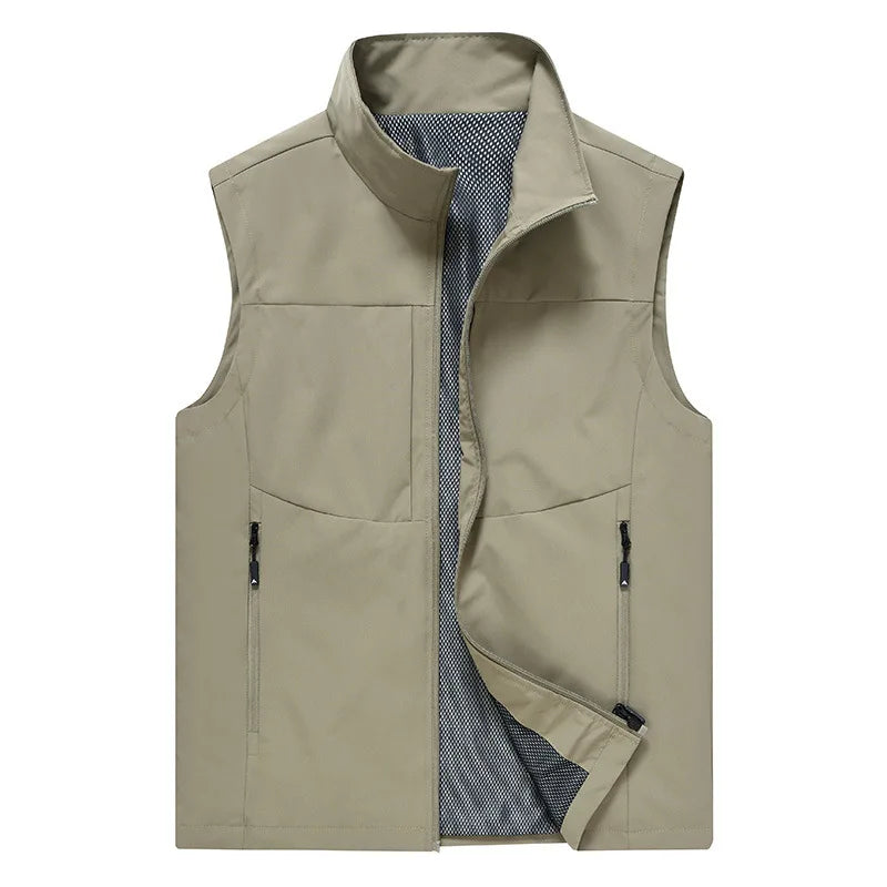 Spring Autumn Men's Jacket with Pockets for Casual Outdoor Use Quick-Drying, Multi-Pocketed Blazer Collared Shirt-style Men Coat