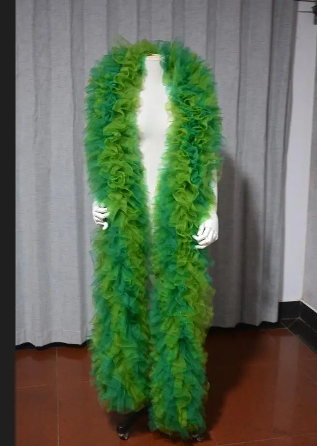 Fashion Stage ball party Club nightclub bridal Tulle Boa Ruffle shawl wrap wedding accessories cape Drag Queen