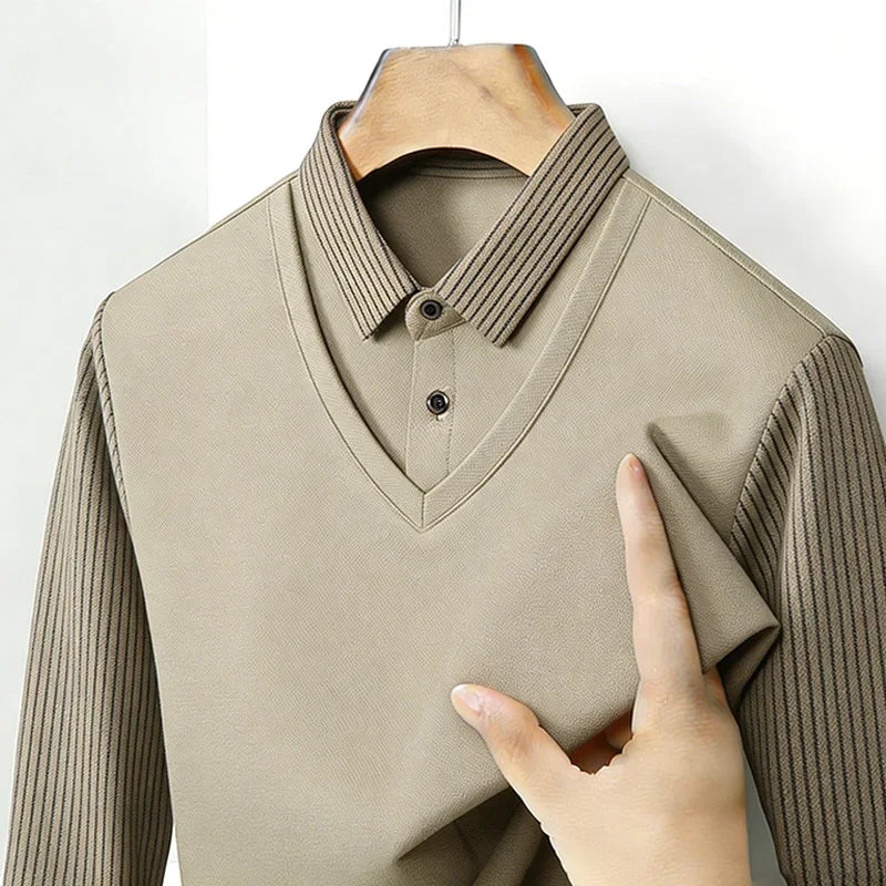 Men's Fake Two-Piece Striped Long Sleeve Top — MIG & MIK STYLE™