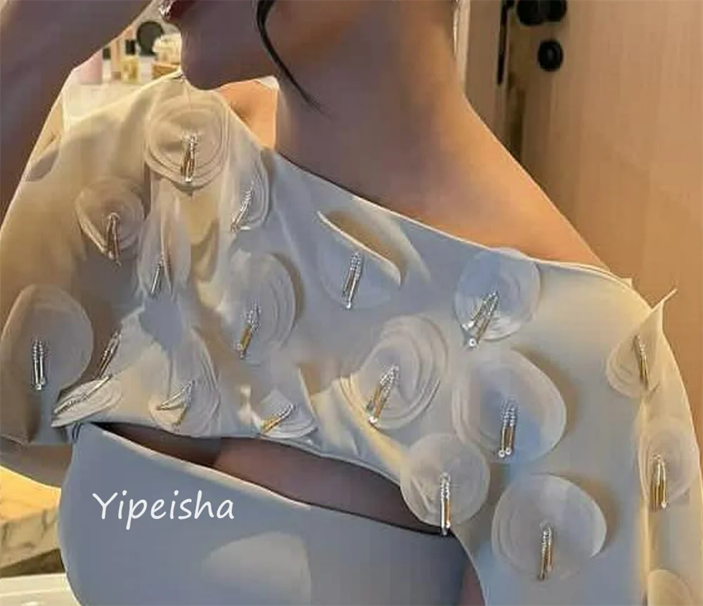 Customized Modern Style O-Neck A-line Beading Sequined Appliques Ankle-Length Satin Bespoke Occasion Dresses Evening