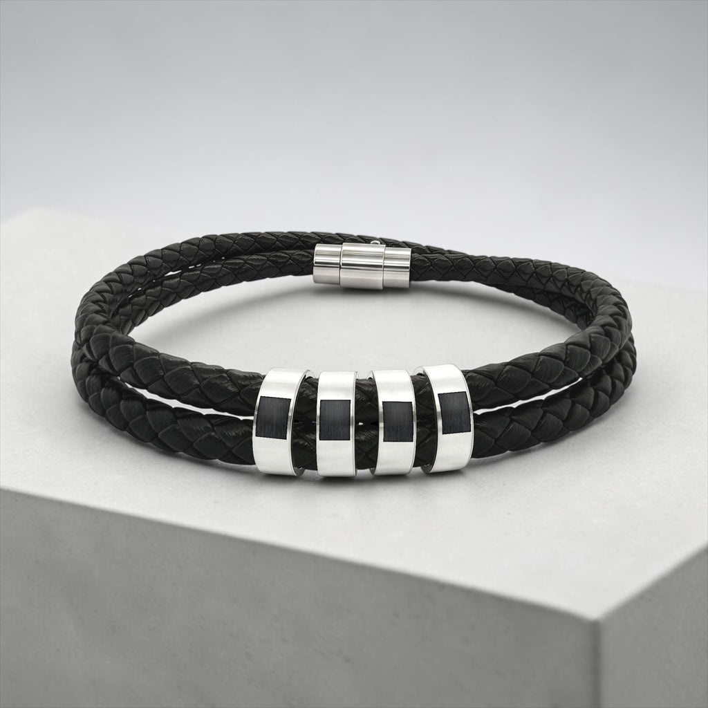 Leather Bracelet with Beads (Engraving)
