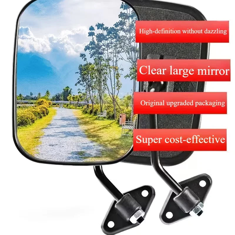 2pcs Bike Bicycle Rearview Mirrors Large Rectangular Frame With Wide-Angle, Adjustable Mounting Compatible For Road Mountain BMX