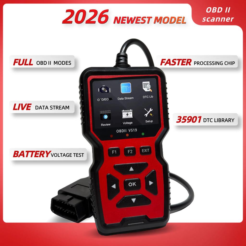 V519 Red Car Diagnostic Scanner Tool Automotive OBD2 Scanner for Engine Health Check with Color Screen