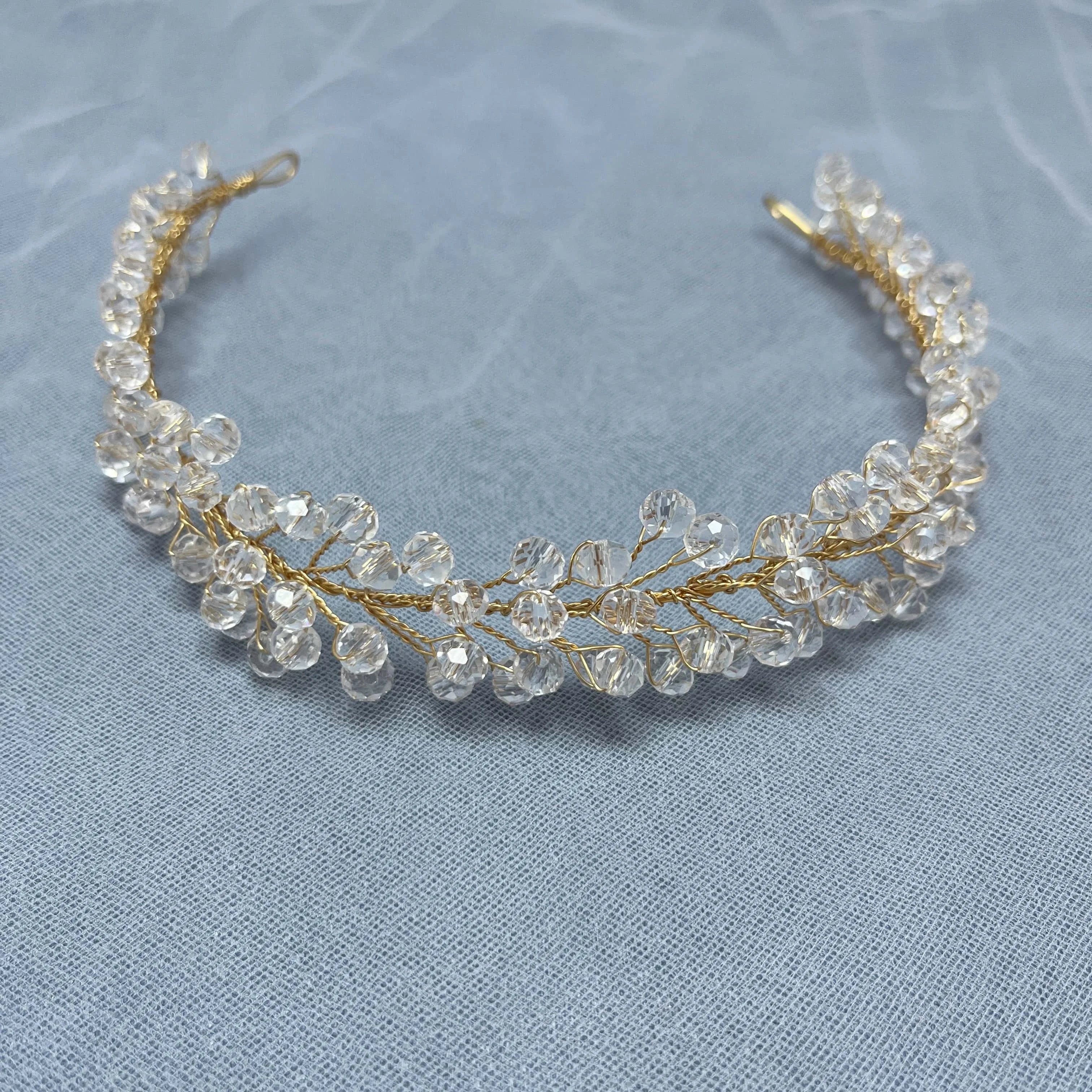 Handmade Fashion Crystal Flower Hair Vine Headband Pearl Hairband Bridal Wedding Hair Accessories Jewelry Hair Vine Headband