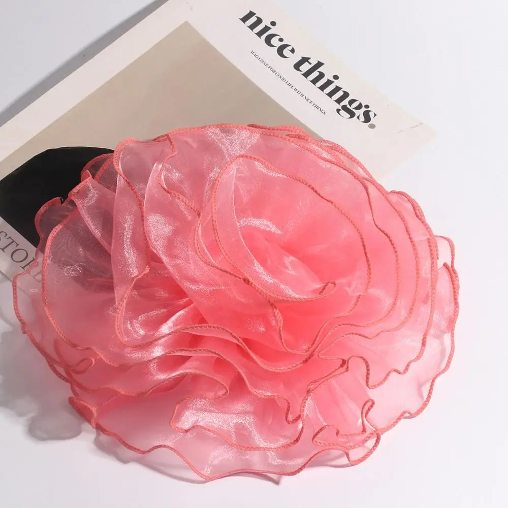 Photography 3D Large Fabric Flower Brooch Exaggerated Lace Clothing Patch Handmade Pin Clothes Appliques Stage Performance