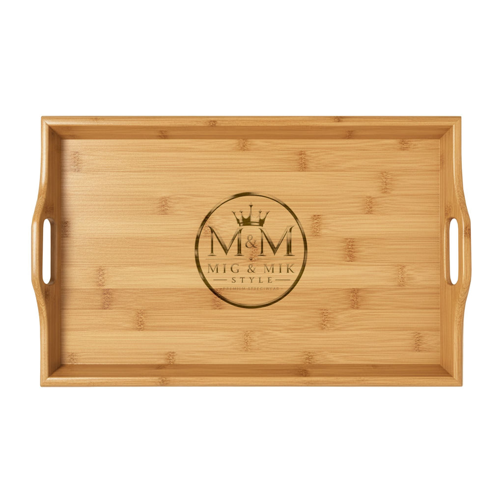 Engraved Bamboo Serving Tray — Personalized Wooden Breakfast & Entertaining Tray
