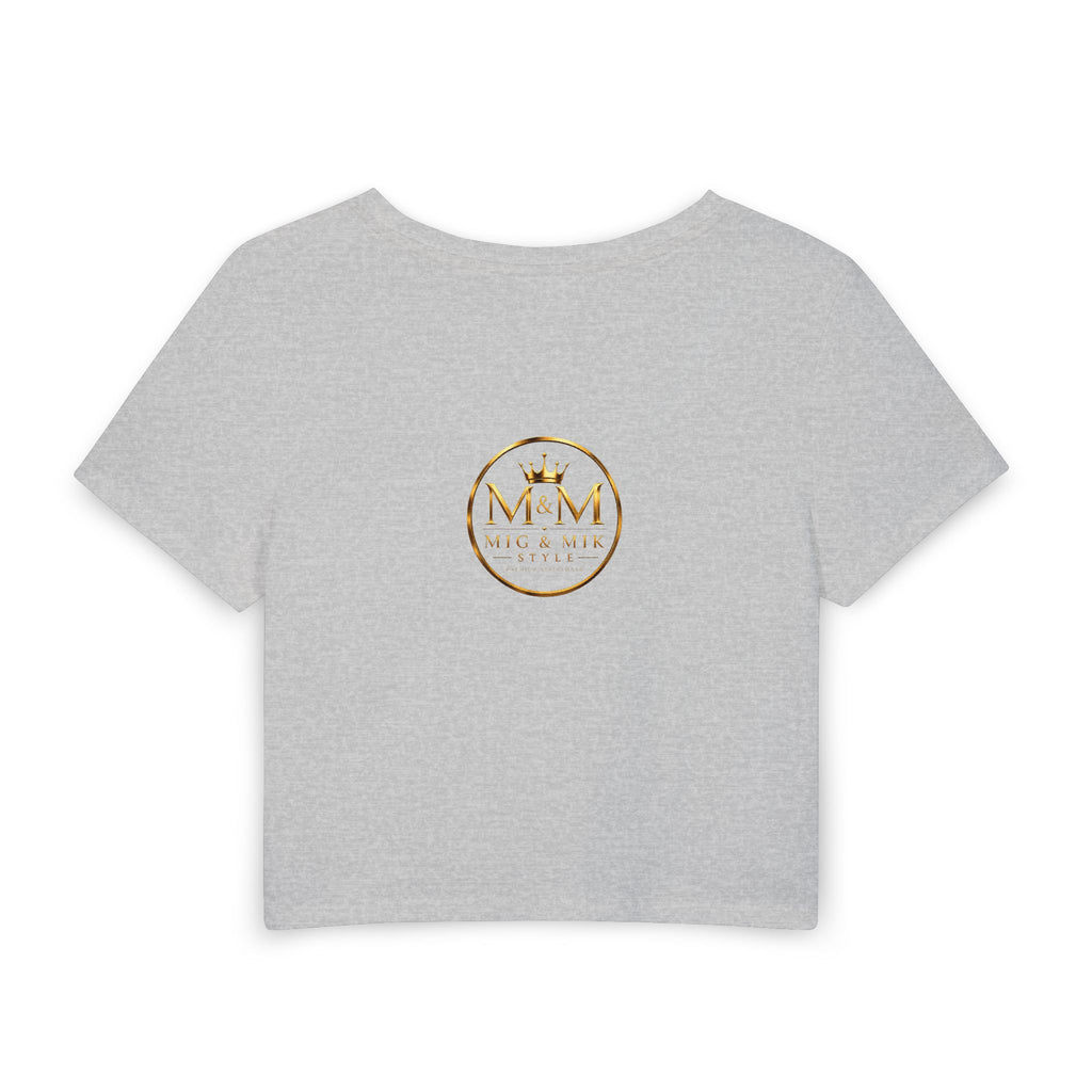Women's Baby Tee — Gold Monogram 'M&M' Logo Crop Top