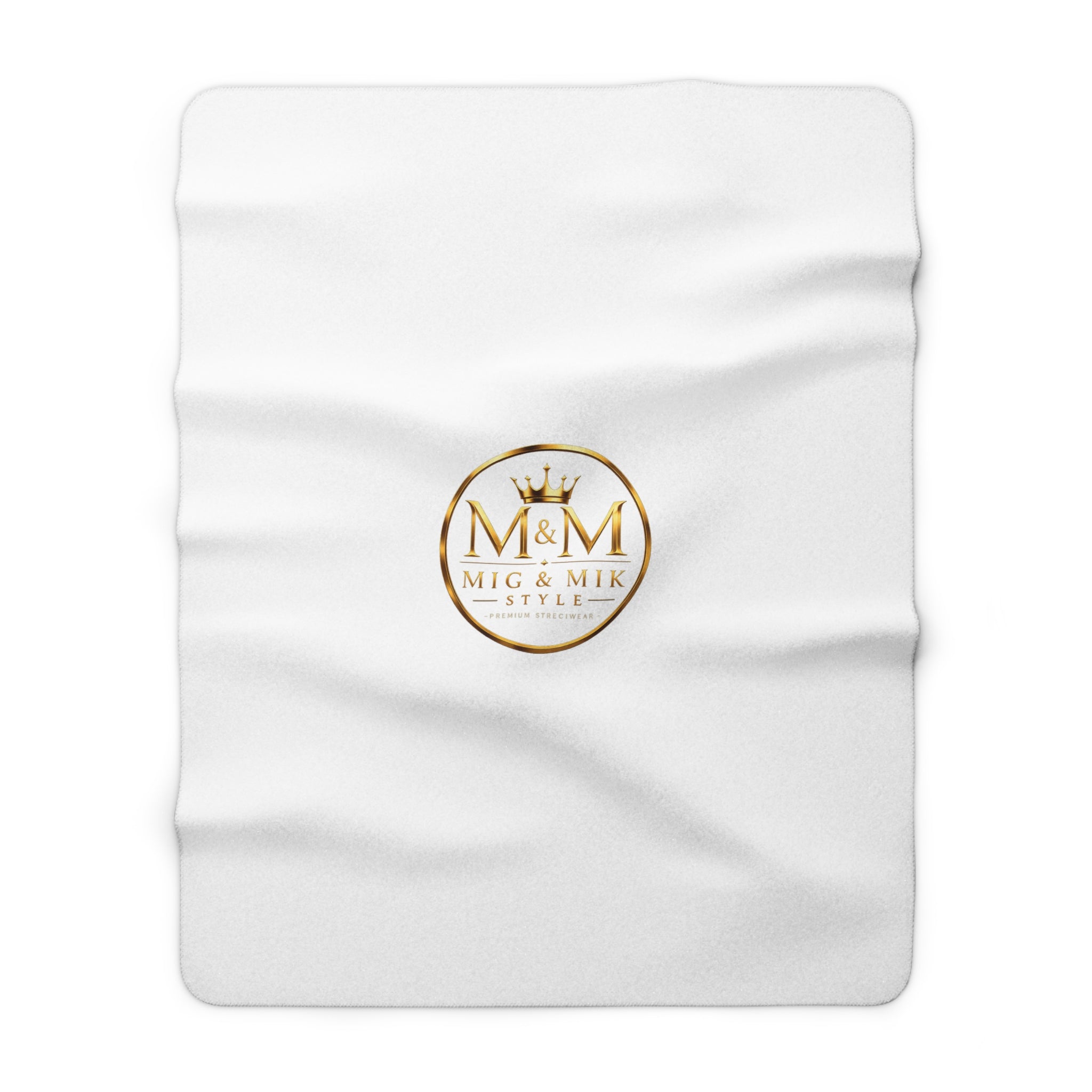 Sherpa Fleece Blanket — Luxury Gold Crest “M&M Mig & Mik Style” Cozy Throw