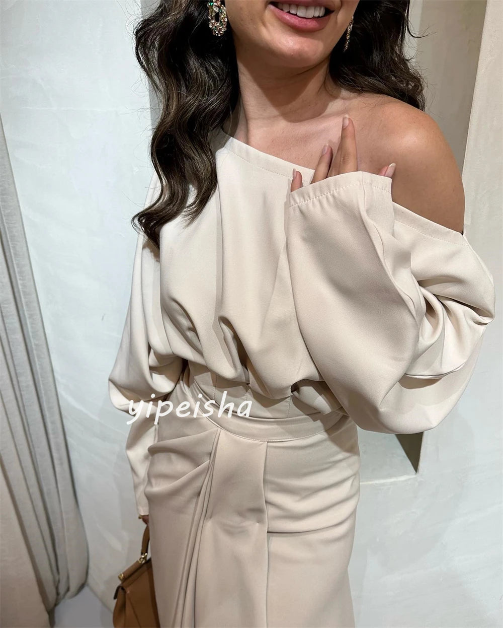 Customized Jersey Ruched Homecoming A-line One-shoulder Bespoke Occasion Gown Long Dresses