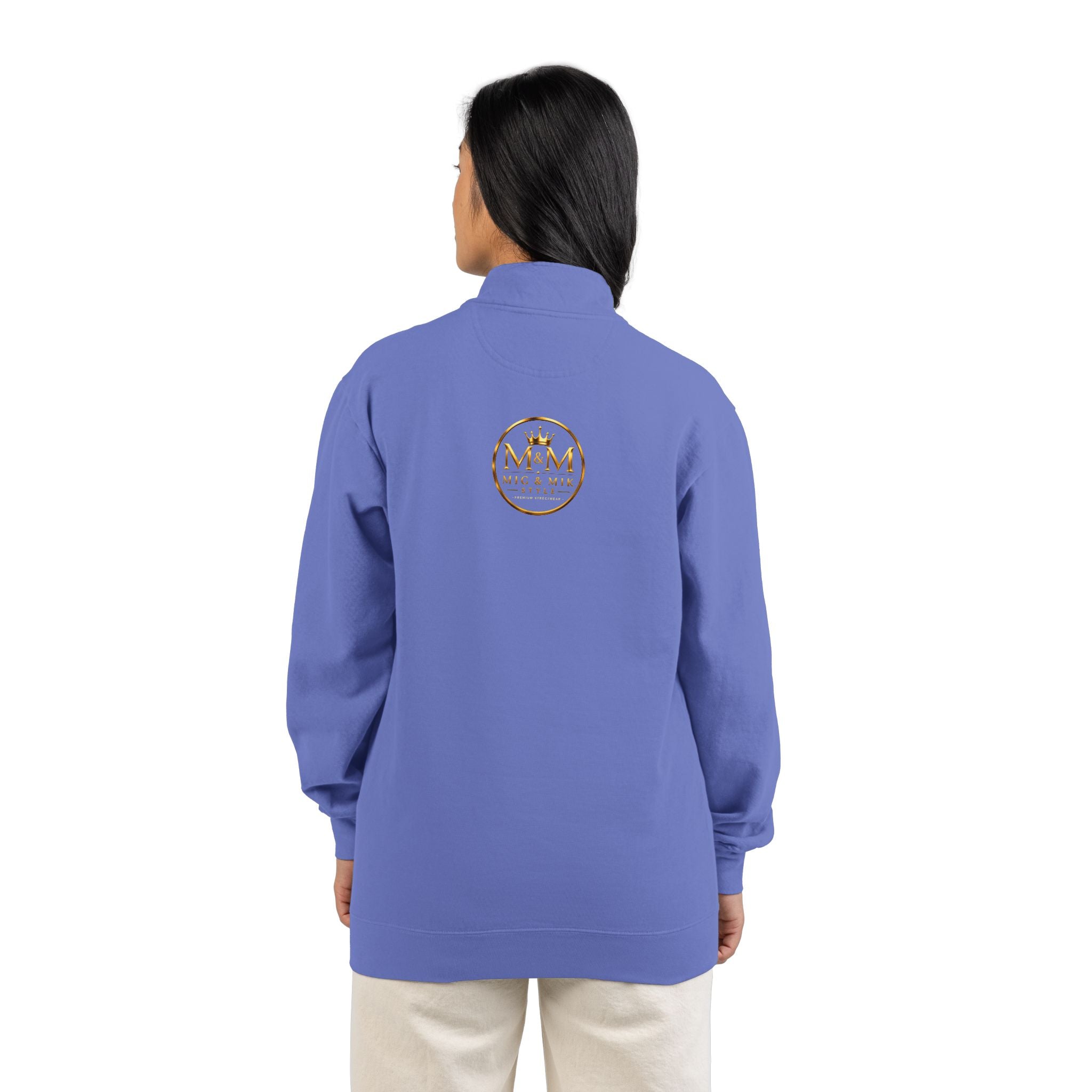Quarter-Zip Sweatshirt — Gold Crown Logo Crewneck (Emblem Front & Back)
