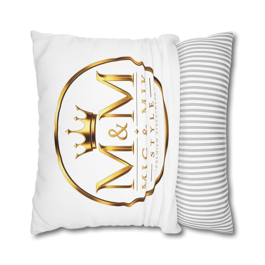 M&M Mig & Mik Gold Crown Decorative Pillowcase — Square Poly Canvas Throw Pillow Cover