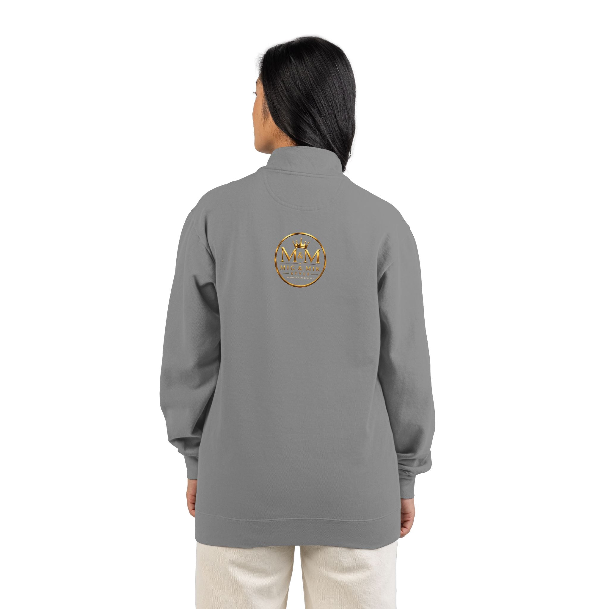 Quarter-Zip Sweatshirt — Gold Crown Logo Crewneck (Emblem Front & Back)