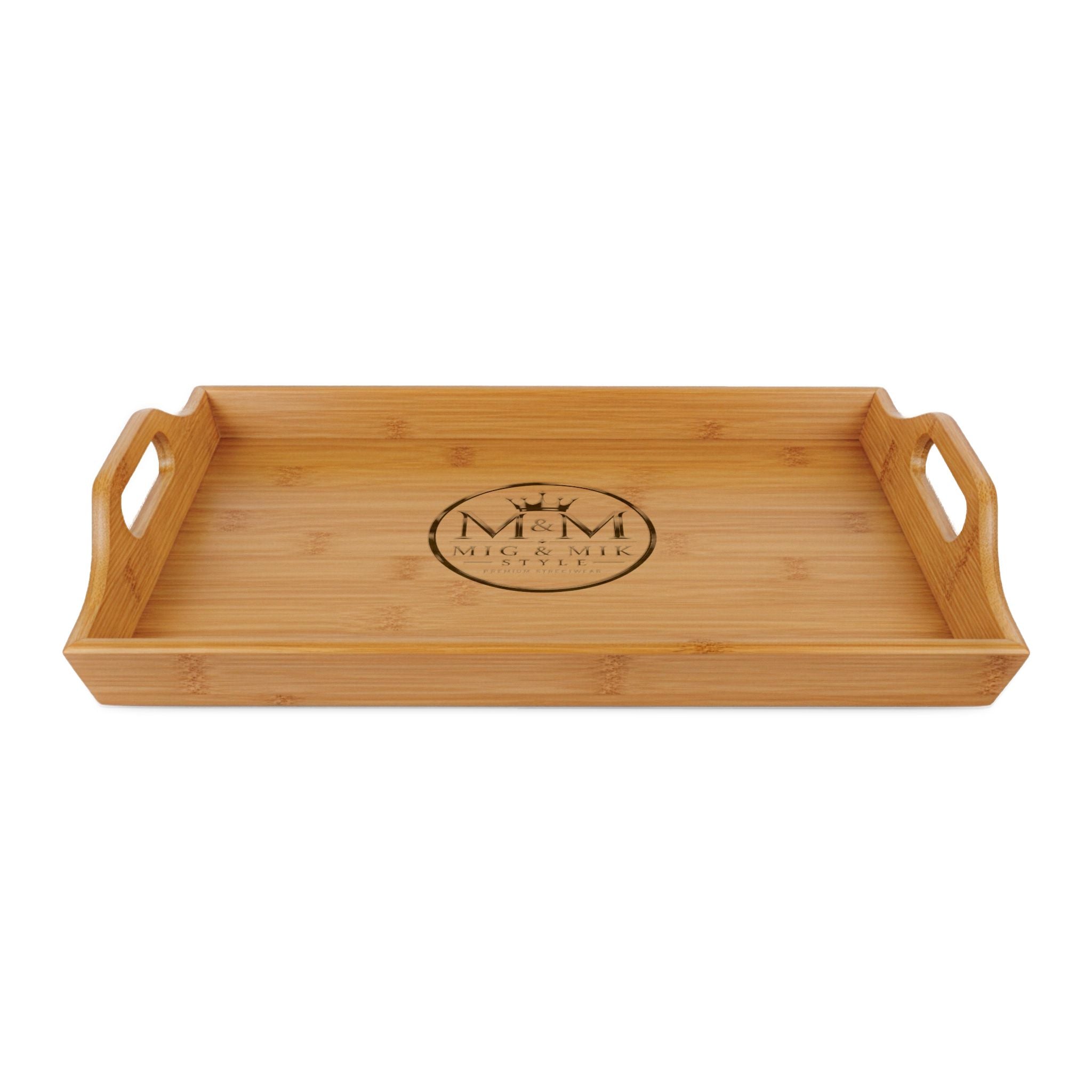 Engraved Bamboo Serving Tray — Personalized Wooden Breakfast & Entertaining Tray