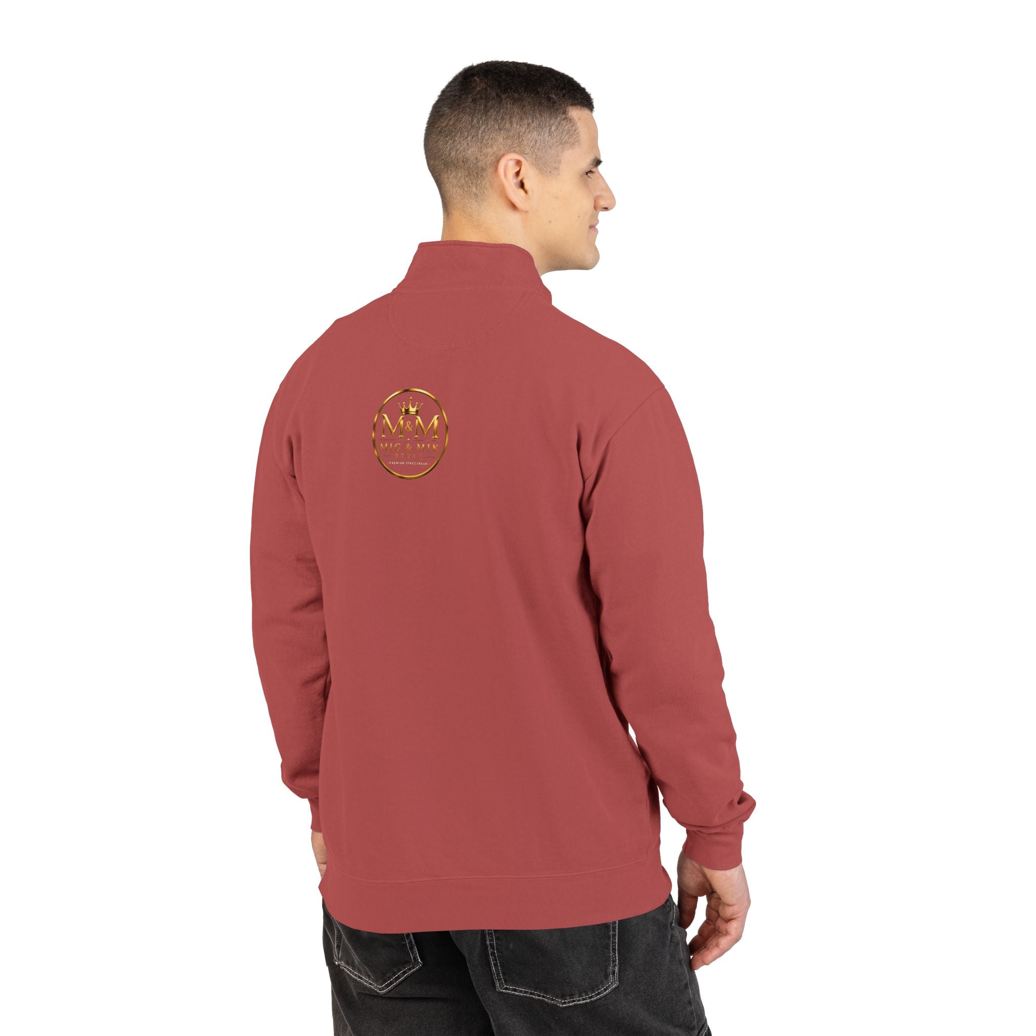 Quarter-Zip Sweatshirt — Gold Crown Logo Crewneck (Emblem Front & Back)