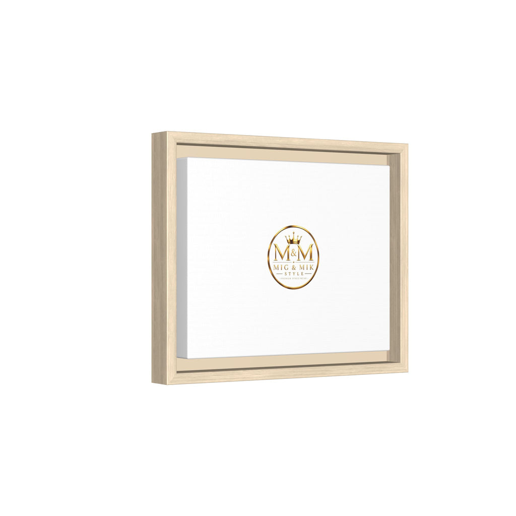 Framed Matte Canvas Print — Gold Mig & Mik Logo Wall Art
