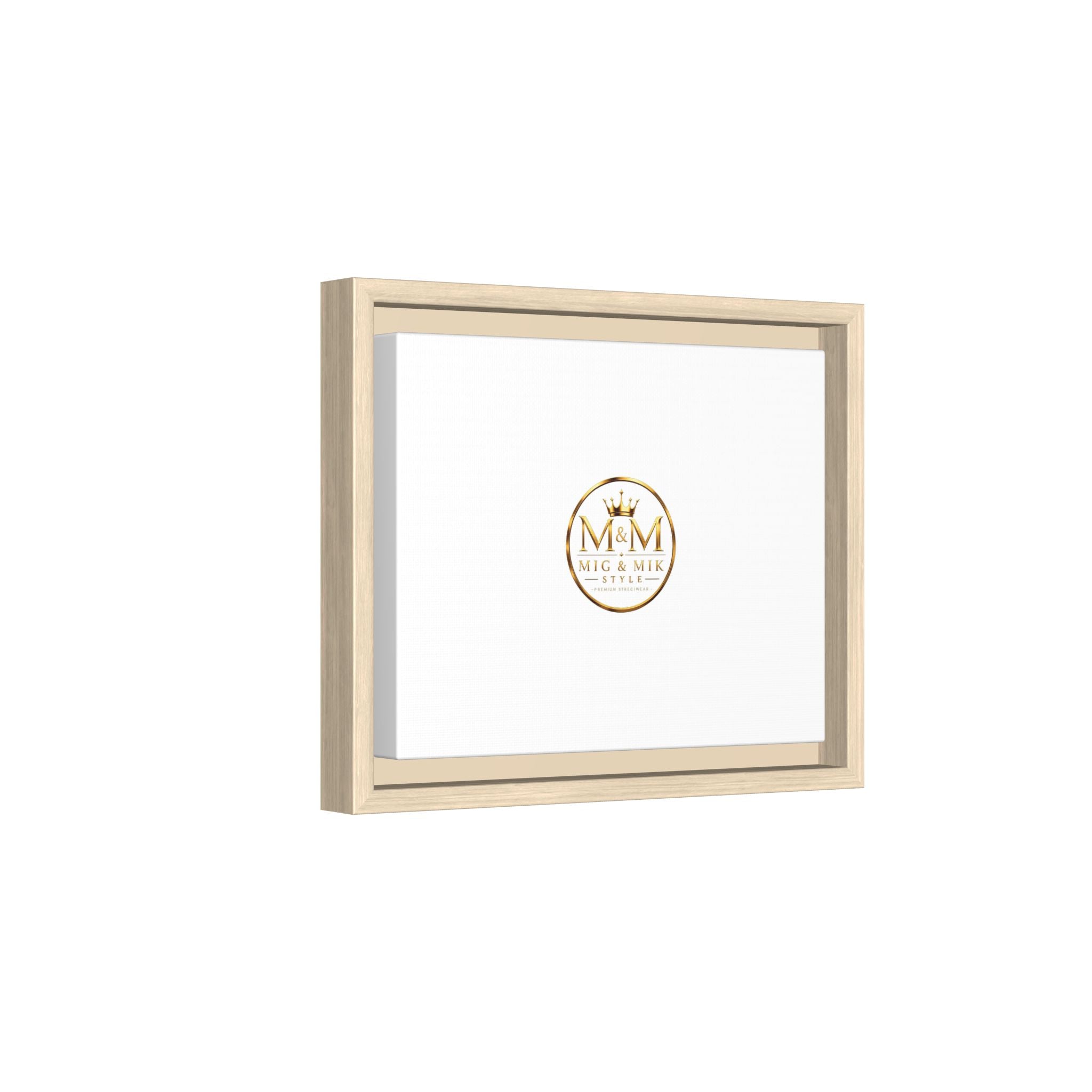 Framed Matte Canvas Print — Gold Mig & Mik Logo Wall Art