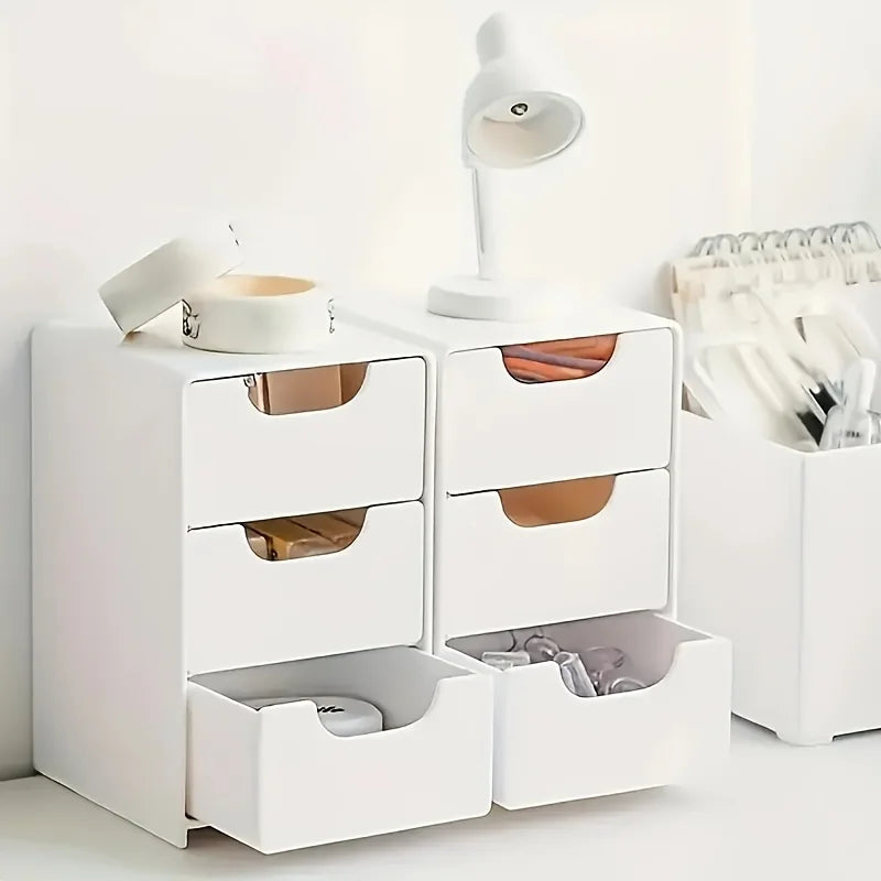 3-Tier Desk Organizer Storage Drawers Is Suitable for Stationery, Jewelry and Cosmetics Storage Portable Partition Box
