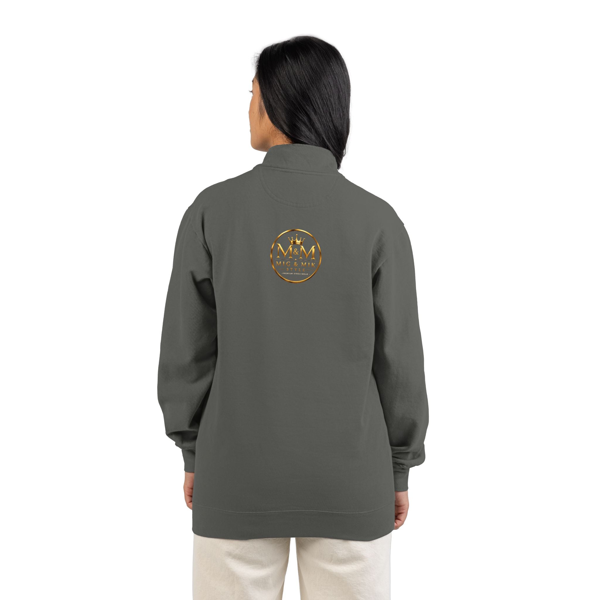 Quarter-Zip Sweatshirt — Gold Crown Logo Crewneck (Emblem Front & Back)