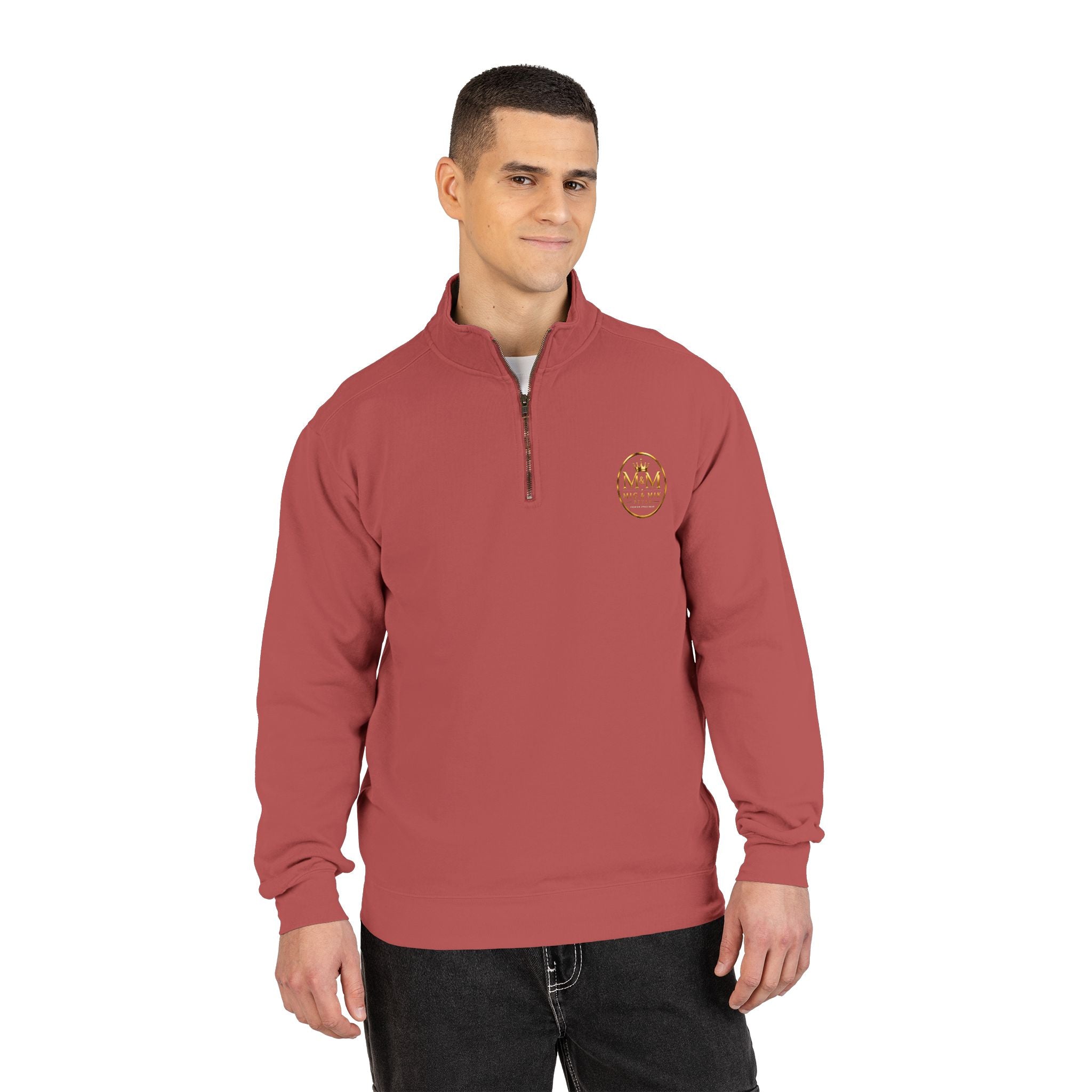 Quarter-Zip Sweatshirt — Gold Crown Logo Crewneck (Emblem Front & Back)