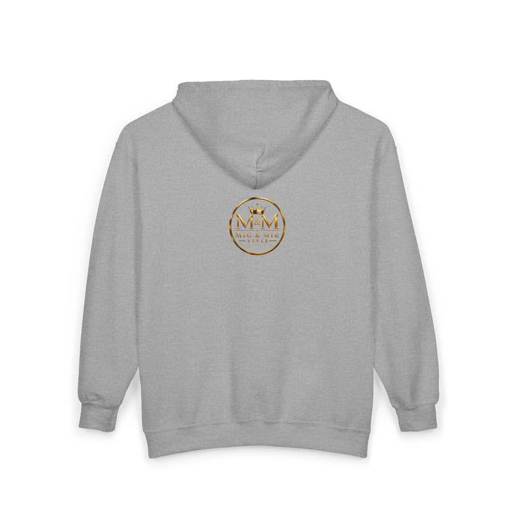 Gold Foil 'M&G Milk' Logo Zip Hoodie — Premium Black Full-Zip Sweatshirt