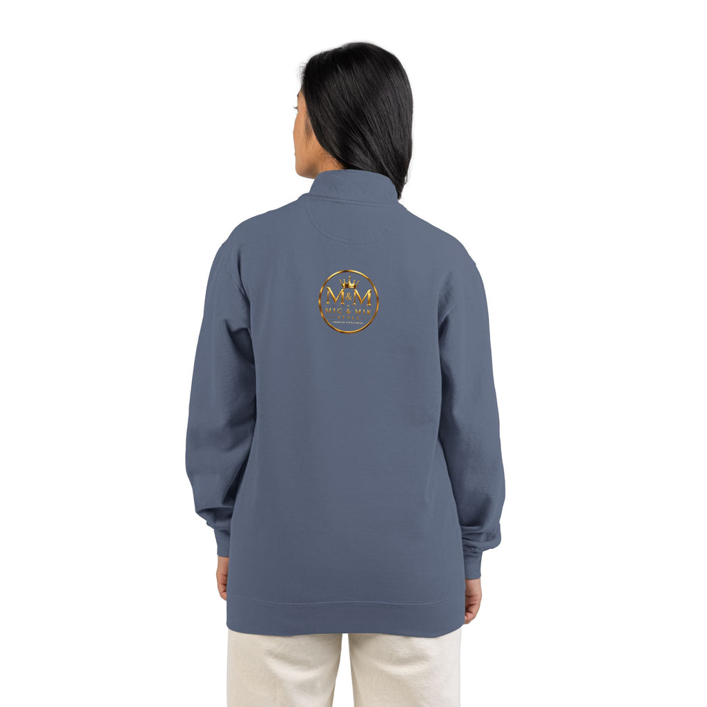 Quarter-Zip Sweatshirt — Gold Crown Logo Crewneck (Emblem Front & Back)