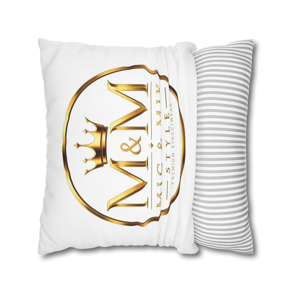 M&M Mig & Mik Gold Crown Decorative Pillowcase — Square Poly Canvas Throw Pillow Cover