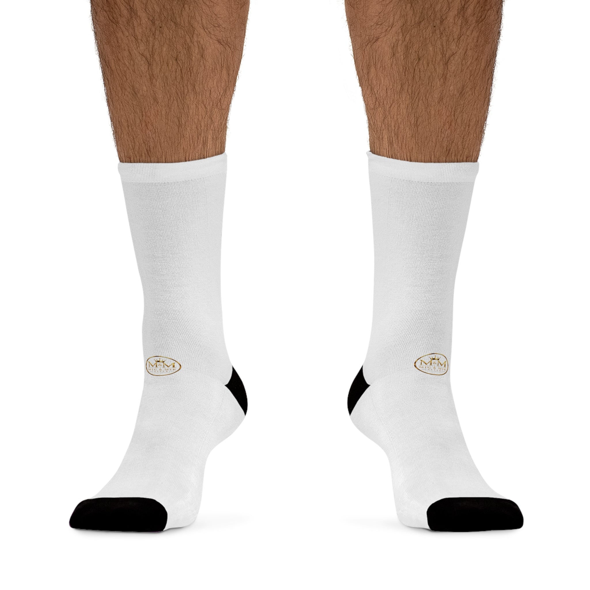 Recycled Poly Socks — Minimalist Gold Monogram Crew Socks