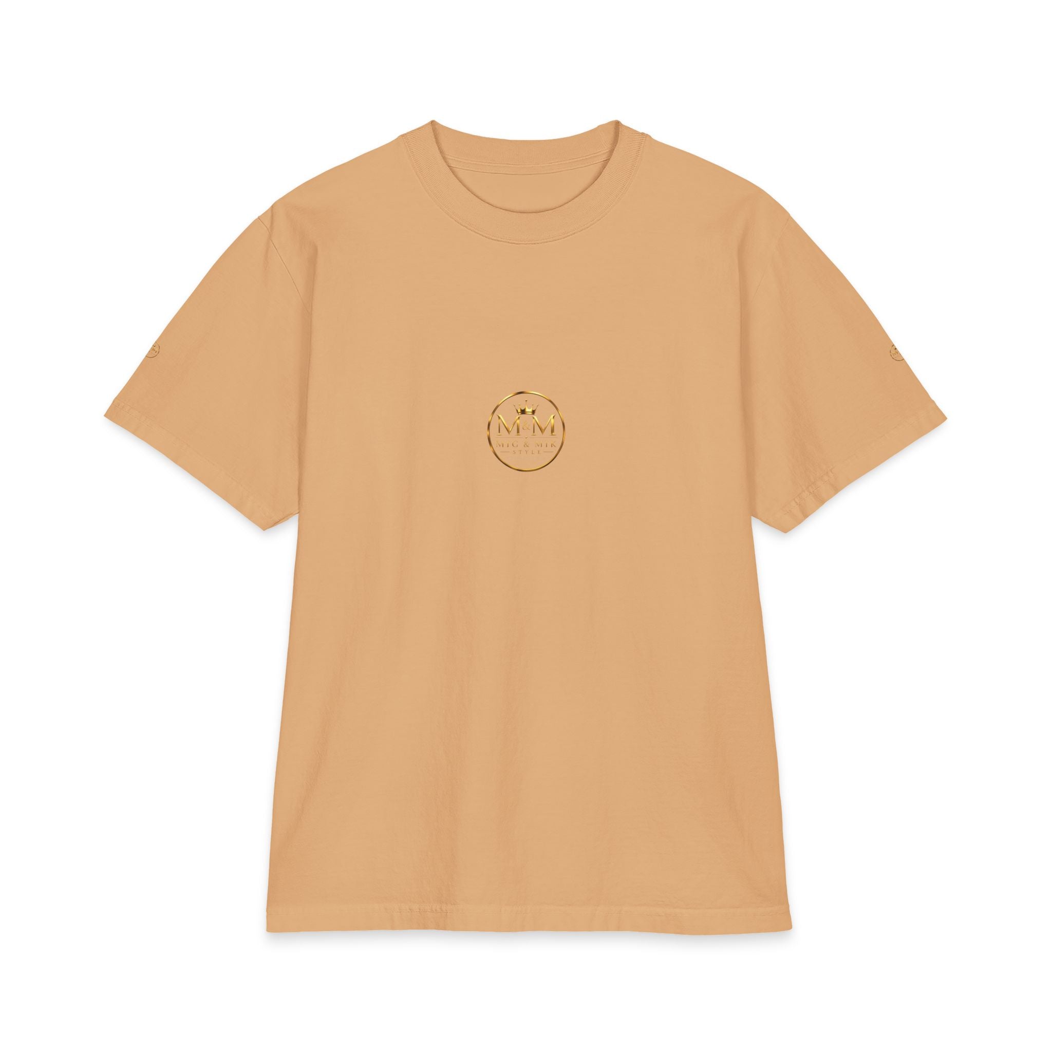 M&M Club Vintage Logo T‑Shirt — Minimal Gold Crest Cotton Tee