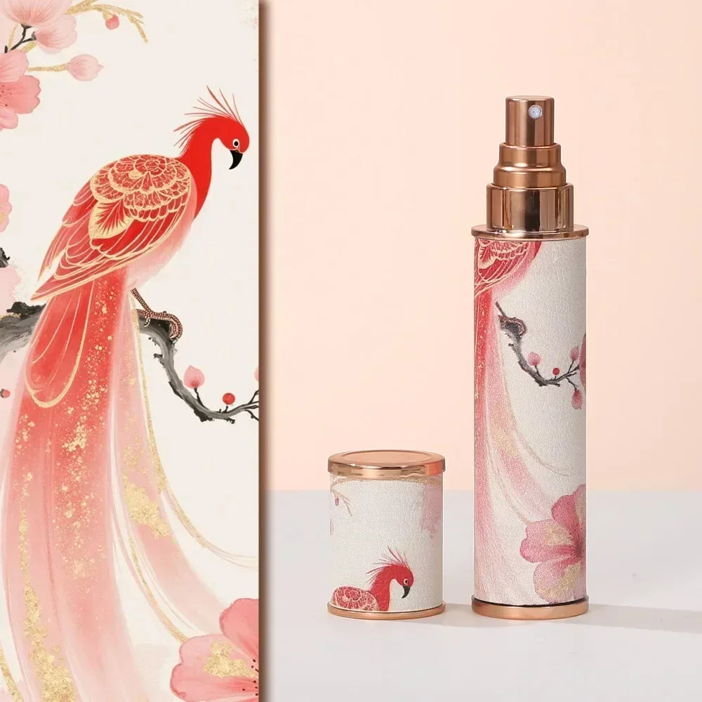 Portable PU Leather Perfume Bottle Phoenix 10ml Spray Bottle Leak-proof Empty Ultra-fine Mist Fragrance Container for Woman