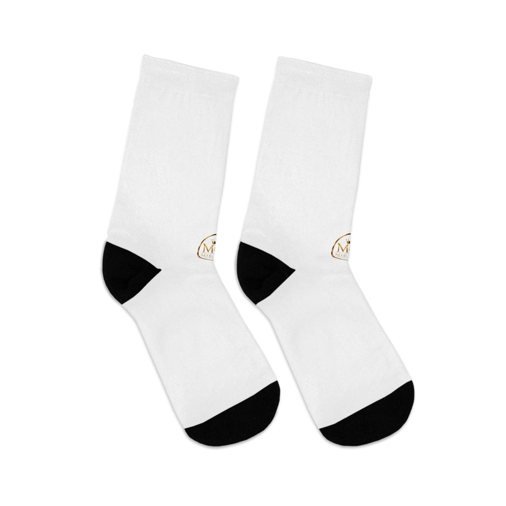 Recycled Poly Socks — Minimalist Gold Monogram Crew Socks
