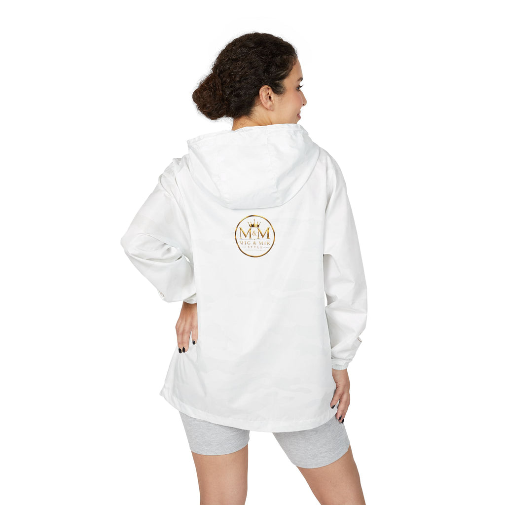 Crown Logo Windbreaker Jacket — White Luxury Monogram Shell