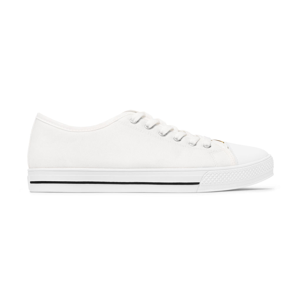 Low Top Sneakers — Elegant Gold Monogram "M&M" Canvas Shoes for Women