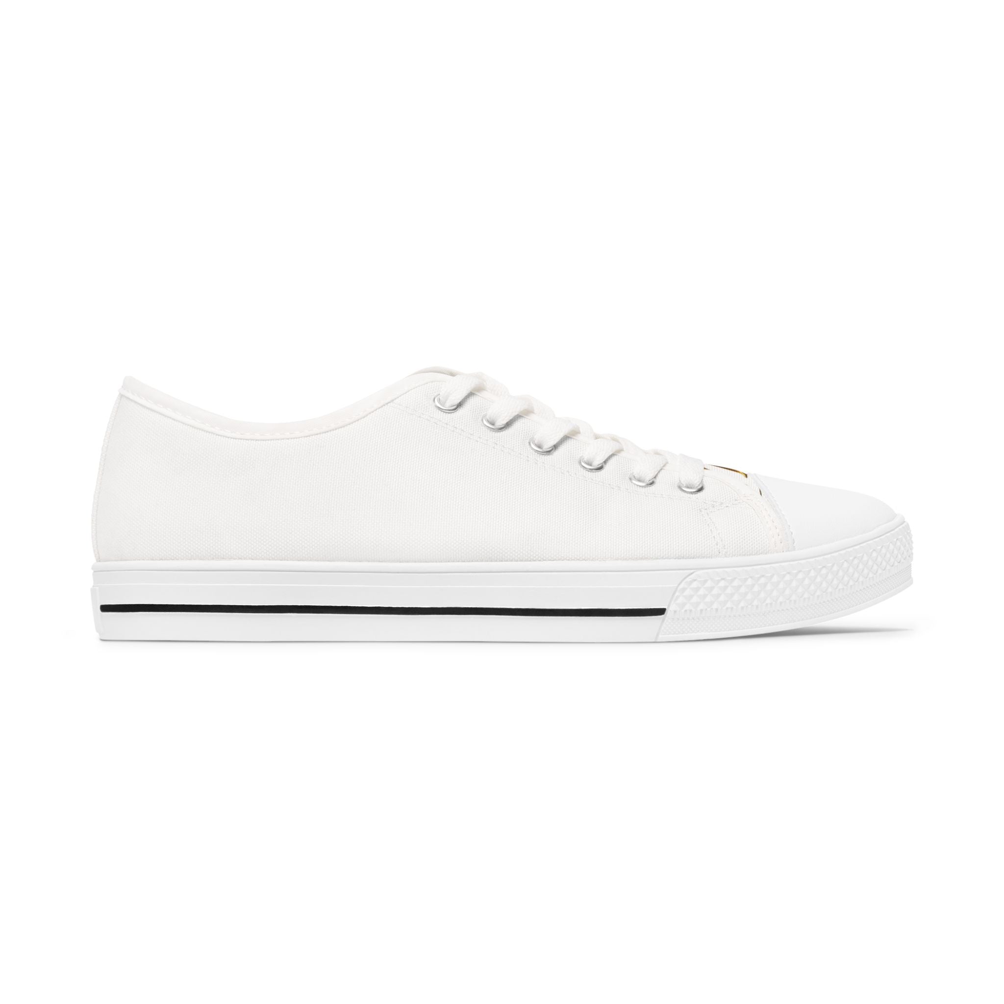 Low Top Sneakers — Elegant Gold Monogram "M&M" Canvas Shoes for Women