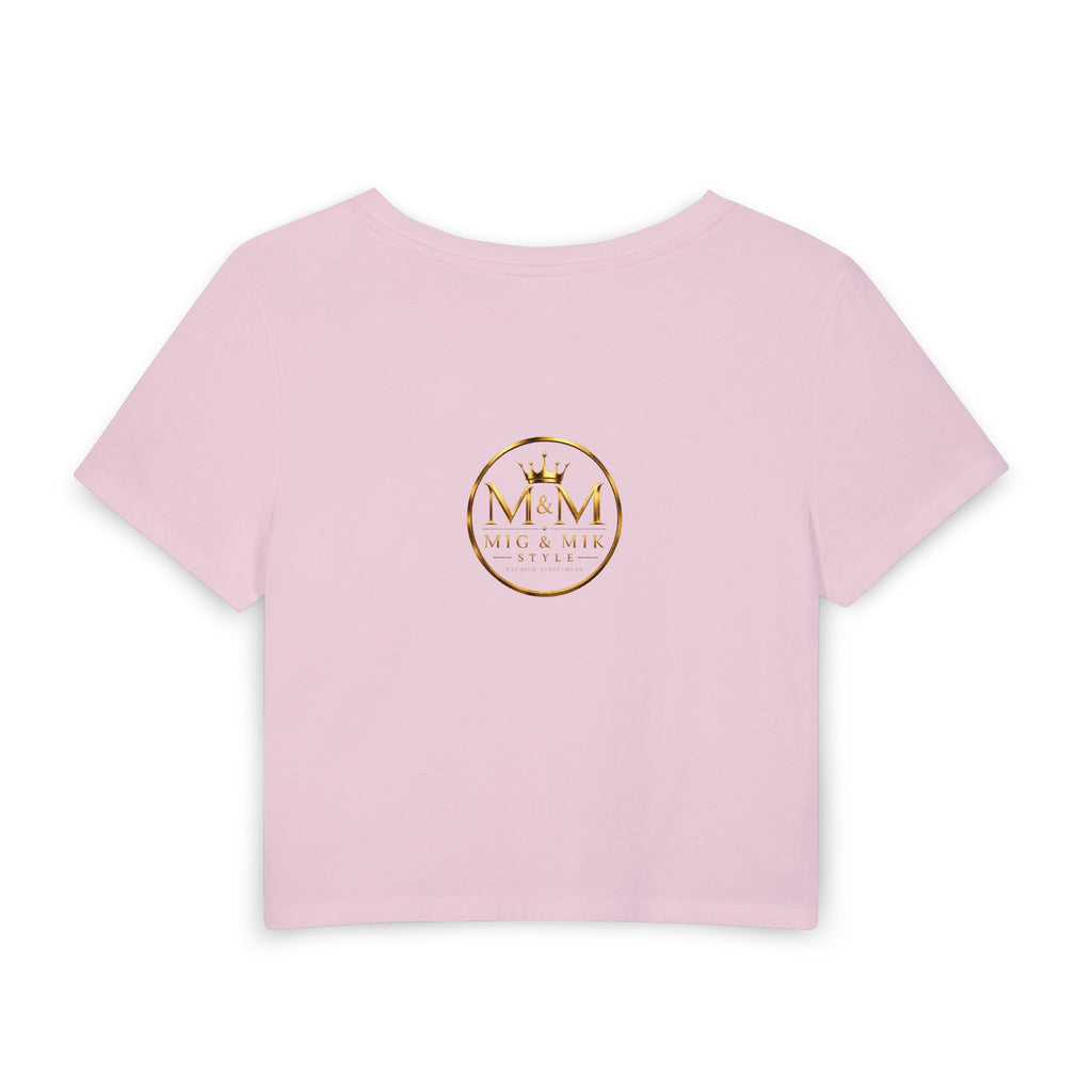 Women's Baby Tee — Gold Monogram 'M&M' Logo Crop Top
