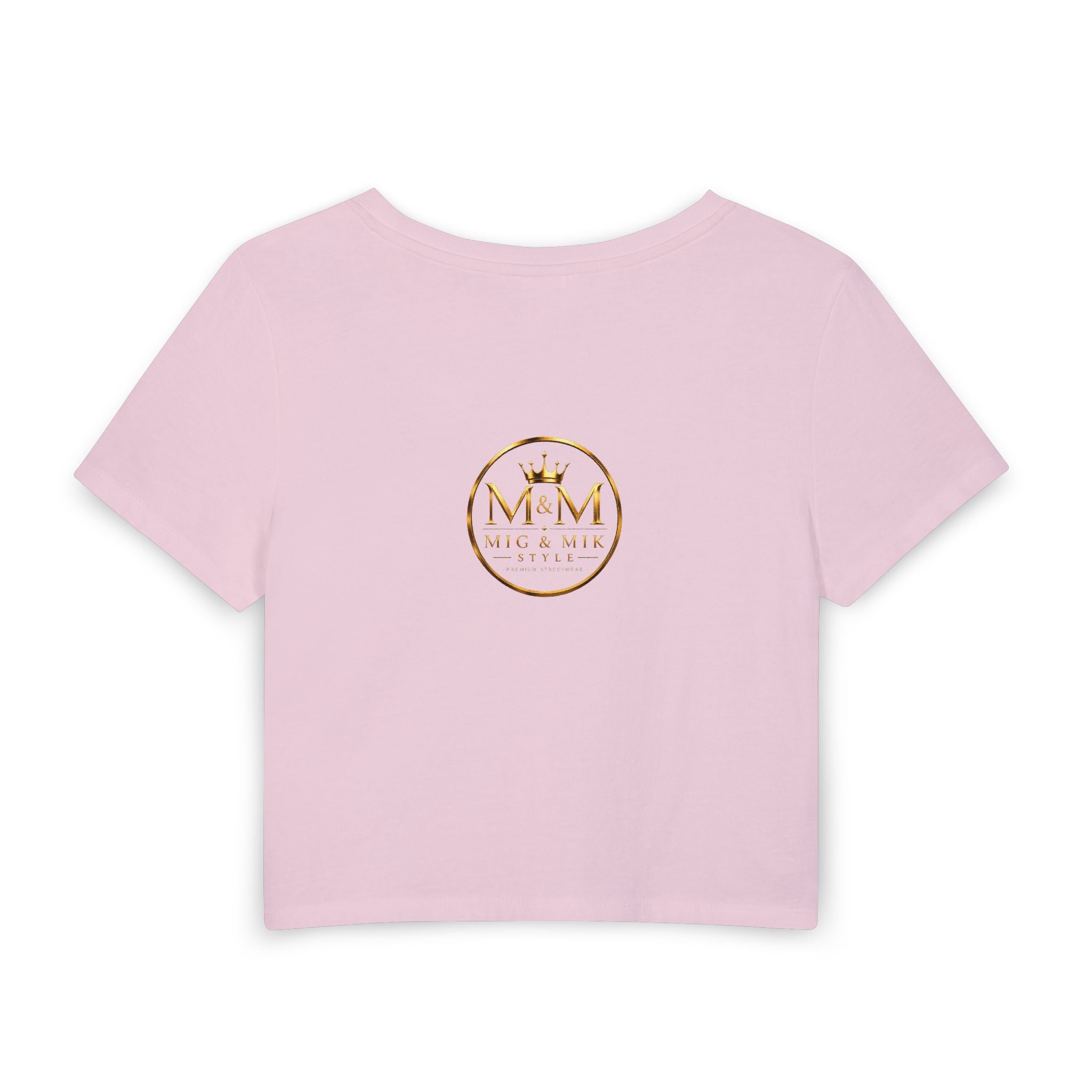 Women's Baby Tee — Gold Monogram 'M&M' Logo Crop Top