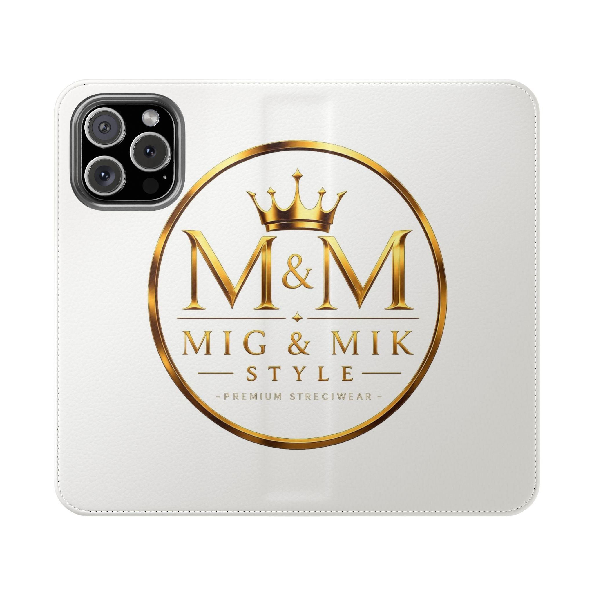 M&M Gold Crest Flip Phone Case — Luxury Wallet Flip Case with Card Slots