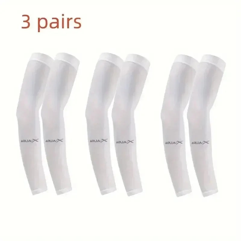 3 Pairs Cooling Breathable Arm Sleeves Anti‑UV Sun Protection Covers For Men Women Driving Golf Cycling Sports