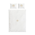 Duvet Cover Set — Minimal White Cotton Bedding with Gold Emblem