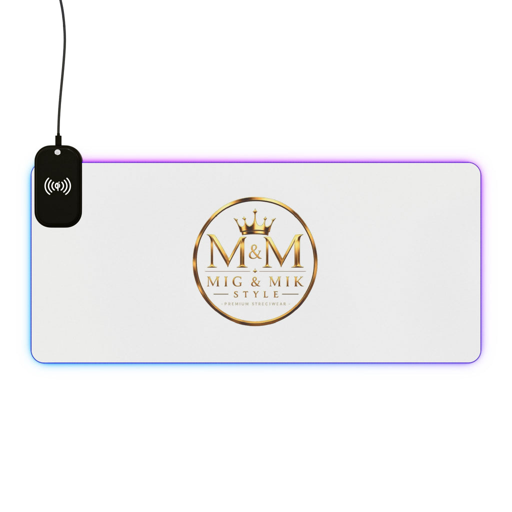 LED Wireless Charging Gaming Mouse Pad — Mig & Mik Gold Logo