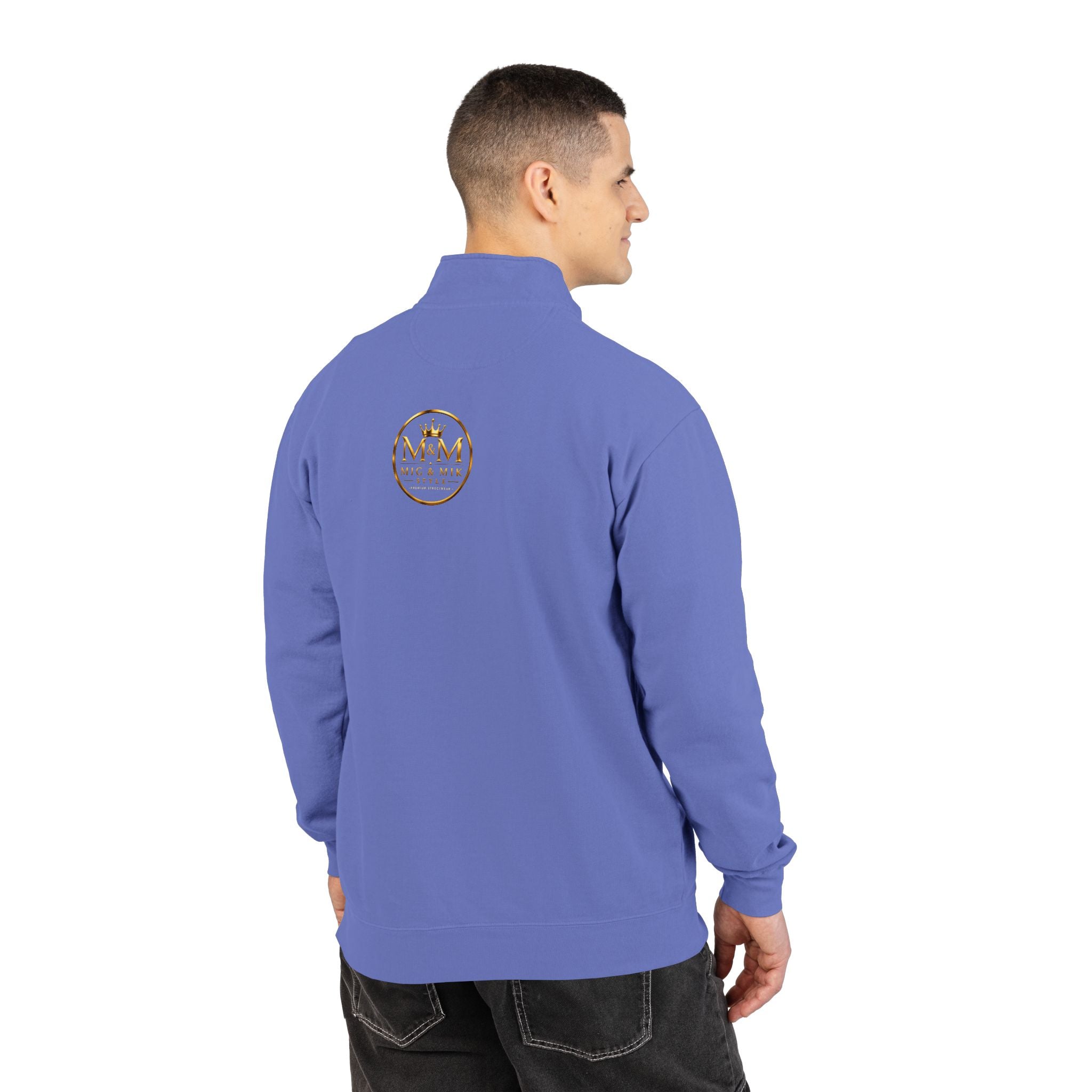 Quarter-Zip Sweatshirt — Gold Crown Logo Crewneck (Emblem Front & Back)